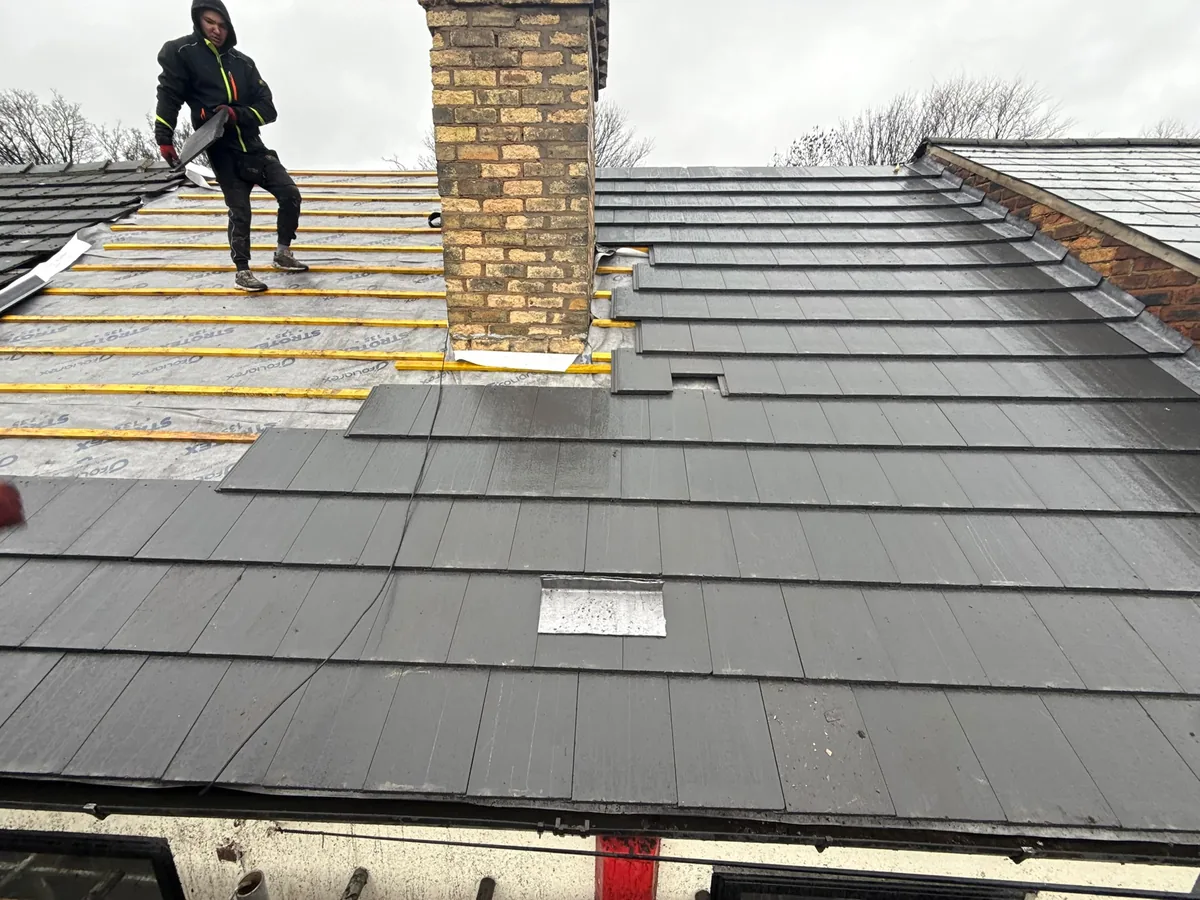 Re-roof under way: new membrane and battens going on